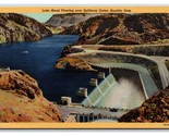 Lake Mead Flowing Over Spillway Gates Boulder Dam Nevada UNP Linen Postc... - $2.92