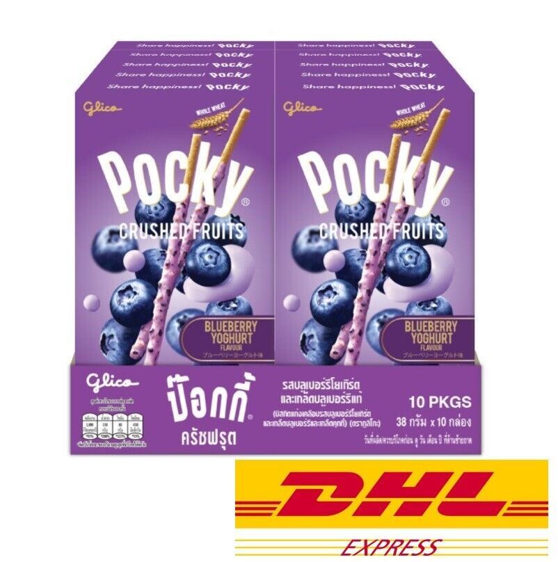 10 x Pocky Crushed Fruits Blueberry Yoghurt Japanese Biscuit Stick Glico 38g New - $47.41