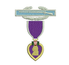 CIB Combat Infantry Badge Purple Heart Embroidered Polo Shirt - £26.33 GBP+