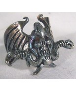 1 DELUXE  SKULL W SNAKE IN MOUTH SILVER BIKER RING BR15 mens fashion jew... - $16.93 CAD