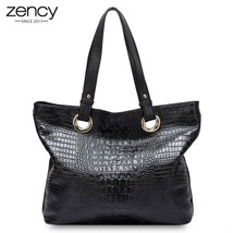 Zency Alligator Women Shoulder Bag 100% Leather Handbag  Large Capactiy Lady Mes - £116.55 GBP