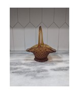 Amber Glass Basket, Vintage Collectible Diamond Pattern, Home Decor Acce... - $16.29 CAD