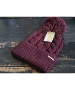 Michael Kors Cable Burgundy Maroon Red Knit Beanie Hat Unisex OS - $39.66 CAD