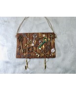 Key Holder Wall Plaque Faux Wood Key Theme Handmade Polymer Clay Mixed M... - £30.19 GBP