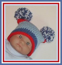 Newborn Jester Hat Baby Boy Boys Blue Red Pompoms Pom Poms Originals By Cindy  - £9.58 GBP