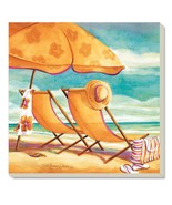 Counter Art 87029 Sunkissed Sandy Beach Chairs Absorbent Stoneware Coaster Set 4 - £12.89 GBP