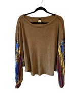 Free People Paisley Patchwork Boho Balloon Sleeve Thermal Top Women’s Me... - $36.55 CAD
