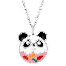 Panda in Donut Necklace 925 Sterling Silver - £14.70 GBP