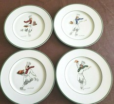 Guy Buffet Skating Chefs 4 Salad Plates Jean Jacque Phillipe Pierre Germany - £29.21 GBP