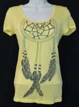 Nollie The Basic Tee Yellow Short Sleeve Tee Feather Dream Catcher Size ... - $9.49