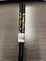 Japanese Bamboo Chopsticks 2 Pair Vtg Hashi Reusable Tableware Black &amp; Gold - $18.81