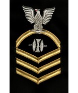 USN  RATING BADGE OMC OPTICALMAN CPO E-7 GOLD ON BLACK MALE - $180.94 MXN