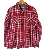 Wrangler Flannel Shirt Size Large Mens Red Black Plaid Button Down Lumbe... - $33.44