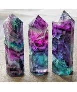 FLUORITE CRYSTAL SINGLE POINTED QUARTZ PENCIL HEALING WAND RAINBOW OBELI... - $146.35 MXN