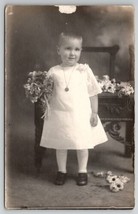 RPPC Cutest Little Girl with Jewelry and Flowers Portrait Photo Postcard A27 - £7.00 GBP
