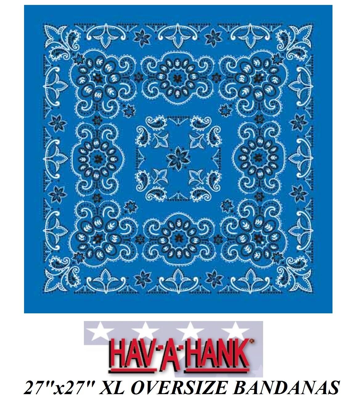XL BIG SUPER OVER-SIZED ROYAL BLUE PAISLEY 27&quot; Bandanna HEAD BANDANA Wra... - $6.99