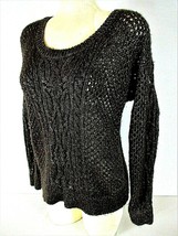 Apt 9 women&#39;s M L/S brown white CROCHET CABLE KNIT lightweight sweater (B7)pm1 - £7.14 GBP