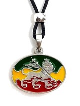 Lion of Judah Necklace Pendant Rasta Bob Marley Reggae Jamaica Flag Beaded Cord - £15.81 GBP