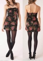 NEW Free People Strapless Mini Dress Black Floral Sateen Size 12 MSRP $108 - £30.05 GBP