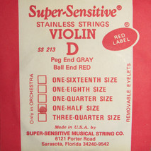 Violin String D 1/2  Red Label Super Sensitive SS2134 Orchestra Music In... - £12.11 GBP