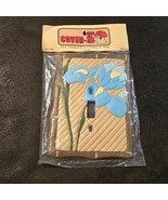 Vintage 70s Cover Ups Ceramic Blue Iris Flower Light Switch Cover Plate ... - $29.65