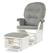 Wood Baby Glider and Ottoman Cushion Set with Padded Armrests for Nursing-Light  - £170.09 GBP
