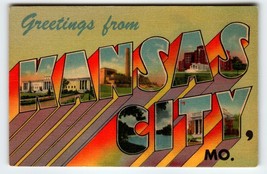 Greetings From Kansas City Missouri Large Big Letter Postcard Unposted Rainbow - £10.59 GBP