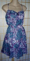 Sam &amp; Max Summer Peasant Sun Dress~L~Spaghetti Straps~Blue/Purple Tie-Dy... - $11.60