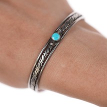 6 3/8&quot; Vintage Native American twisted silver wire slim cuff bracelet with - £89.91 GBP