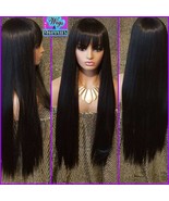 Black Chyna&quot; Chinese bang heat resistant long full cap Glueless wig, hai... - £57.67 GBP