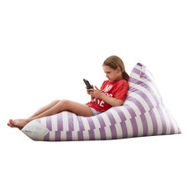 35&quot; Purple and White Microfiber Specialty Striped Pouf Cover - £34.29 GBP