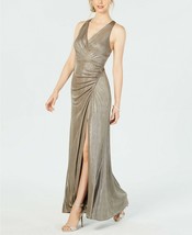 Adrianna Papell Mink Metallic Halter Gown with Beaded Back Formal Dress  6 - £132.07 GBP