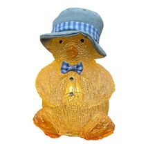 Vintage Molded Plastic Easter Chick with Light Bulb Blue Bucket Hat and Bow - $30.00
