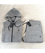 Polo Ralph Lauren Double Knit Tech Fleece Jogger Sweatsuit Grey HTR Blac... - $240.91