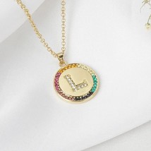 1.10Ct Multi Color Lab Created Diamond Letter &quot;L&quot; Pendant 14k Yellow Gold Plated - £112.44 GBP