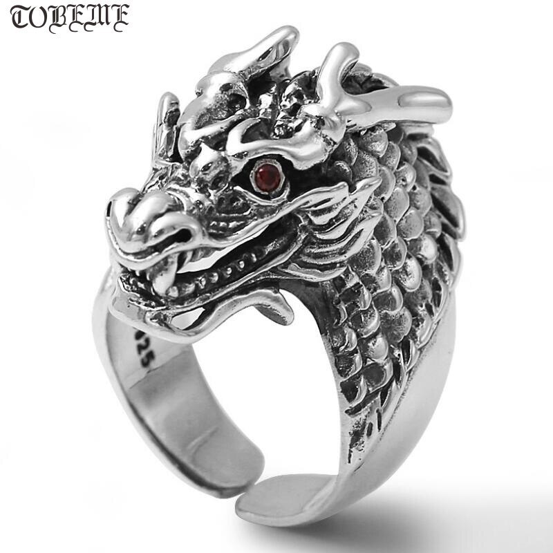 100% 925 Silver Dragon Ring Pure Silver Dragon Man Ring Real Silver ...