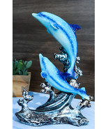 Nautical Marine Sea Ocean 2 Blue Dolphins Leaping Out Of The Reef Waves ... - $41.01 CAD