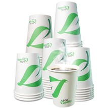 10oz Compostable Biodegradable Disposable White Paper Hot Cold Coffee Cups 25pcs - £12.48 GBP