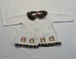 Vintage Cradle Togs Button Up Sweater Cheetah Print Kittens Baby 18 Month  - £13.66 GBP