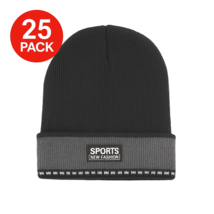 25 Pack Assorted Beanie Hats Fleece Lined Unisex Winter Warm Bulk Lot On... - $24.74
