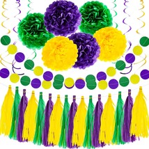 32Pcs Mardi Gras Decorations Party Favors Supplies, Mardi Gras Decor Props Backd - £23.72 GBP