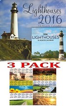 Lighthouses - 2016 - 12 Month Wall Calendar Plus Mini Calendar + Free Bonus 2016 - £4.96 GBP