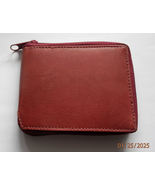 Genuine Leather Men&#39;s Bifold Zip Around Wallet-#1456 BURGUNDY Credit Car... - $20.00