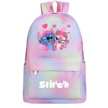 New Kawaii Disney Stitch Girls Kids Rainbow School Book Bags Women Bagpack Teena - £45.53 GBP