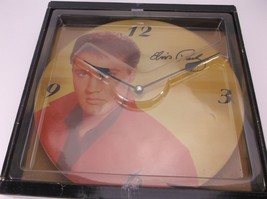ELVIS PRESLEY GLASS CLOCK COLOR PICTURE SIGNATURE WALL MOUNTED NEW OPEN BOX - $19.99