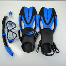 U S DIVERS Kid Dorado Jr. Set Mask Snorkel Fins Mesh Bag Size M 1-4 Blue/Black - £24.07 GBP