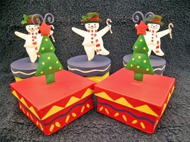 CUTE! &amp; UNIQUE! - 5 Small Snowman/Christmas Tree Gift Boxes - NWOT! - £27.68 GBP