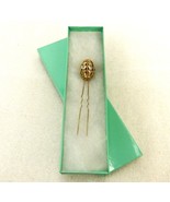 Rhinestone Hair Pin, 6-Panel Football Shape, Gold Tone Rope Lines, JWL-169 - $278.92 MXN
