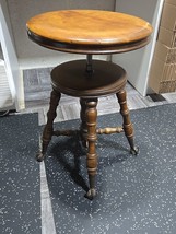 Thomas Organ Piano Stool Walnut WOOD GLASS BALL CLAW FOOT 14&quot; Diameter 2... - $350.28