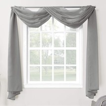 No. 918 53566 Charcoal Emily Sheer Voile Rod Pocket Curtain, Valance Scarf. - $35.97